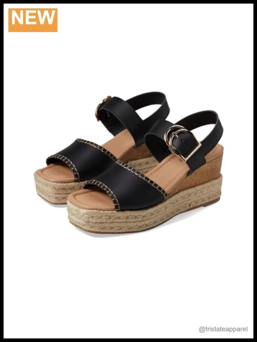 Women's Wedge Sandals Leather Slingback Water Resistant Raffia Buckle